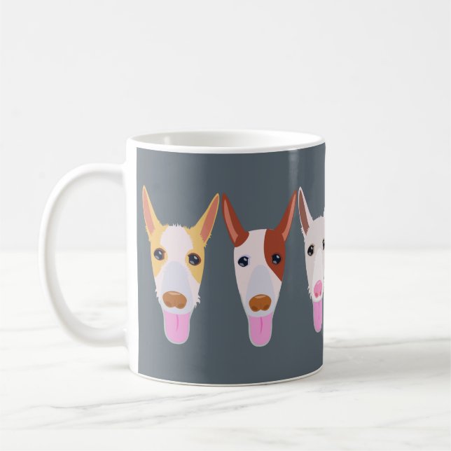 Graue Podenco-Cartoon-Gesichter Kaffeetasse (Links)