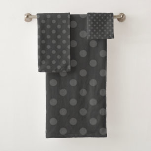 Graue Polka dot , Polka dot , Schwarz-Weiß Badhandtuch Set