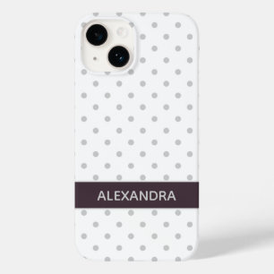 Graue Polka Dots mit Lila Dusty Pum Band Case-Mate iPhone 14 Hülle
