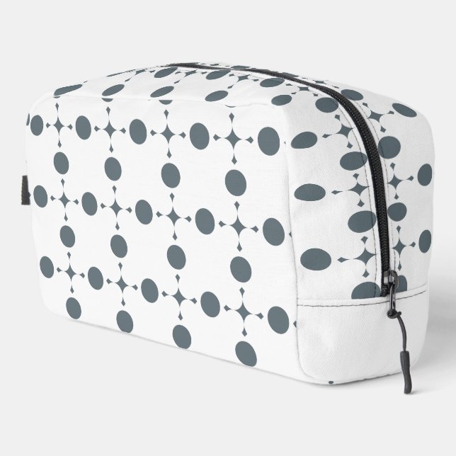 Graue Polka Dots, Polka Dot Pattern, Dots, Dotter Waschbeutel (Rechte Ecke)
