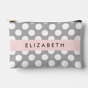 Graue Polka Dots, Polka Dot Pattern, Ihr Name Zubehörtasche