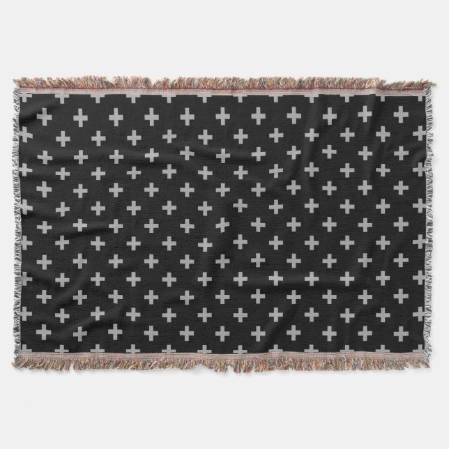 Graue Polka-Kreuze auf schwarz Decke (Vorderseite)