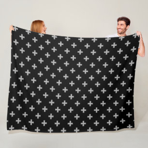 Graue Polka-Kreuze auf schwarz Fleecedecke