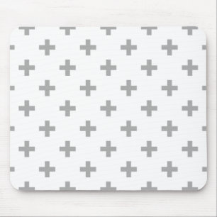 Graue Polka-Kreuze auf weiß Mousepad