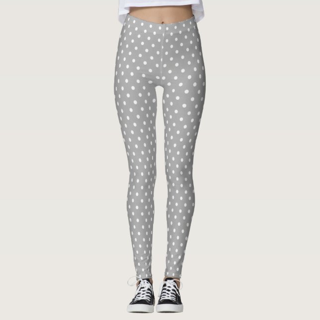 Graue Polka-Punkt-Leggings Leggings (Vorderseite)