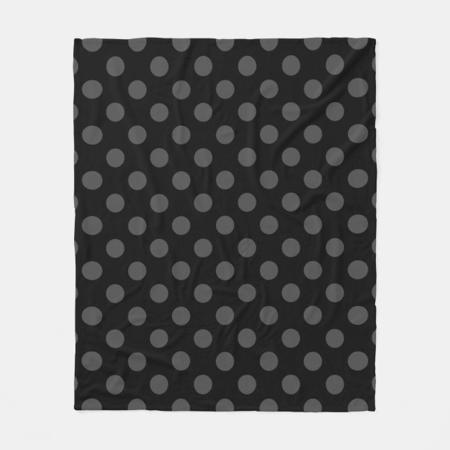 Graue Polka-Punkte auf schwarz Fleecedecke (Vorderseite)