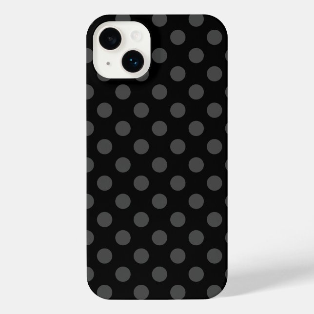 Graue Polka-Punkte auf schwarz iPhone Hülle (Rückseite)