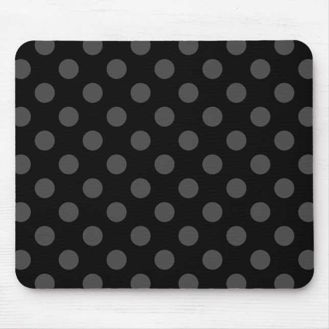 Graue Polka-Punkte auf schwarz Mousepad (Vorne)
