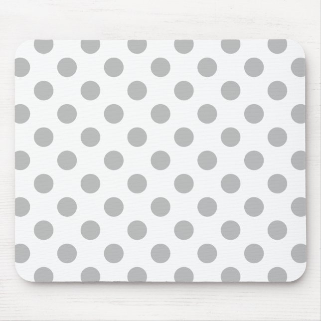 Graue Polka-Punkte auf weiß Mousepad (Vorne)