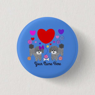 Graue Poodle Valentine #3 Button