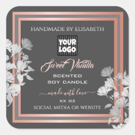 Graue Produktverpackungsmarken mit Logo-Rose Gold Quadratischer Aufkleber