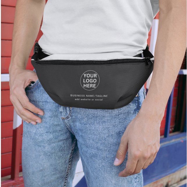 Graue Promo-Markenbezeichnung für "Custom Text & B Bauchtasche (Von Creator hochgeladen)