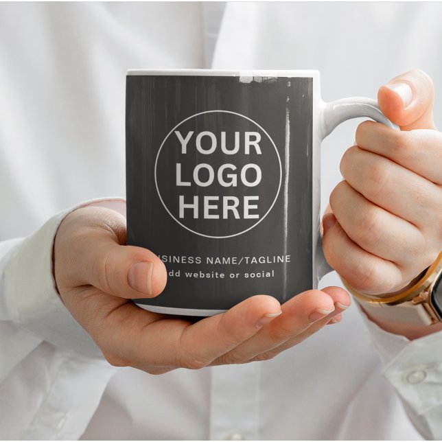 Graue Promo-Markenbezeichnung für "Custom Text & B Tasse (Von Creator hochgeladen)