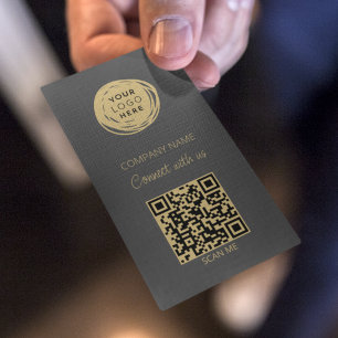 Graue QR Code Business-Logos Moderne Visitenkarte