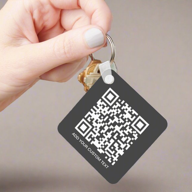 Graue QR Code Firmenlogo Corporate Werbeaktion Schlüsselanhänger (Von Creator hochgeladen)