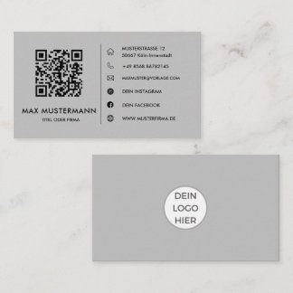 Graue QR Code Visitenkarte Gestalten