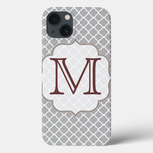 Graue Quarterfolie Latti Monogram Initial IPAD Cas Case-Mate iPhone Hülle (Rückseite)