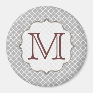 Graue Quarterfolie Latti Monogram Initial Magnet