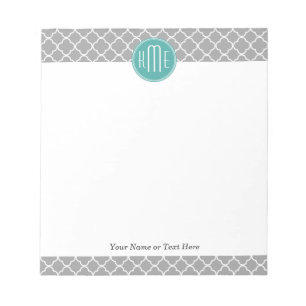 Graue Quatrefolie mit benutzerdefiniertem Minze Mo Notizblock