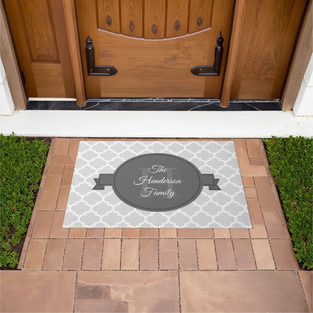 Graue Quatrefolie Personalisiert Doormat Fußmatte (Außenbereich)