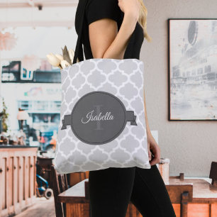 Graue Quatrefolie Personalisiert Tote Bag