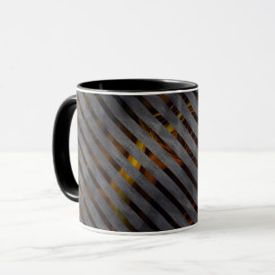Graue Querstreifen, Karbon-Bänder, goldrot Tasse
