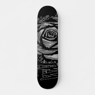 Graue raue Rose Graffiti-Kunst • Urbane Straßenmod Skateboard
