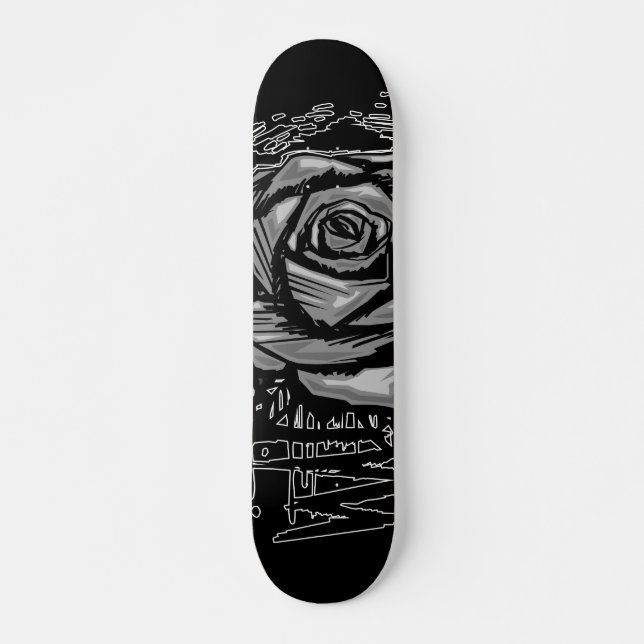 Graue raue Rose Graffiti-Kunst • Urbane Straßenmod Skateboard (Vorne)