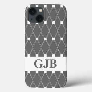 Graue Raute Gitter mit Monogramm Case-Mate iPhone Hülle