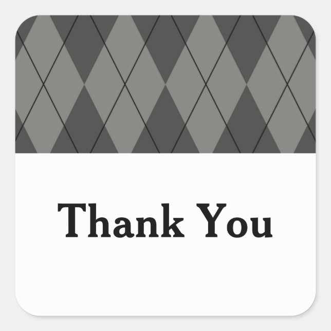 Graue Raute Hochzeit Danke Stickers (Vorderseite)