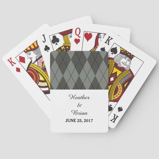 Graue Raute Hochzeitskarten Spielkarten (Rückseite)