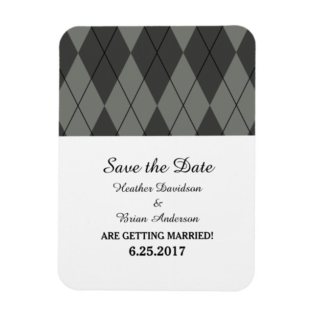 Graue Raute Save the Date Flexi Magnet (Vertikal)