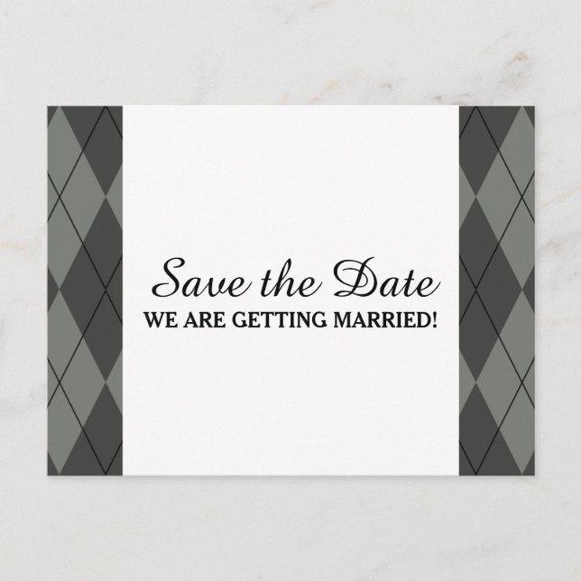 Graue Raute Save the Date Postkarte (Vorderseite)
