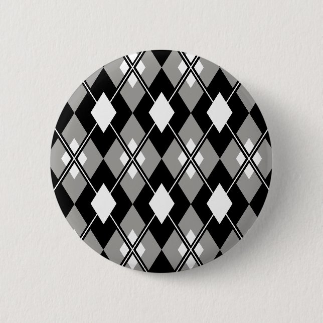 Graue Rauten-Preppy Knopf Button (Vorderseite)