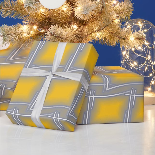 Graue rechteckige Abstrakte Kunst Geschenkpapier (Feiertage)