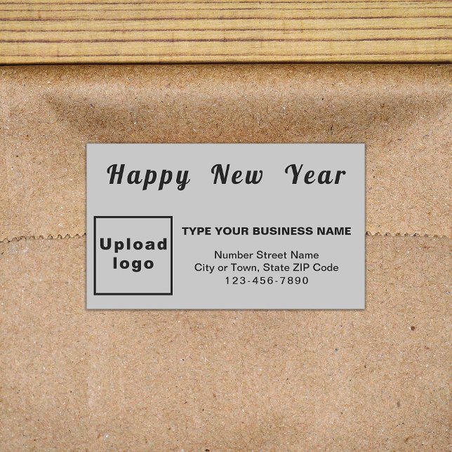Graue Rectangle-Aufkleber Rechteckiger Aufkleber (New Year greeting with your business brand on gray rectangle sticker.)