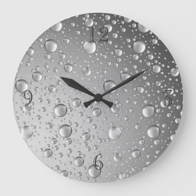 Graue Regenfälle Große Wanduhr (Vorderseite)