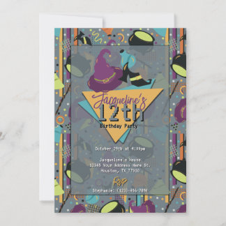 Graue Retro Witchy Halloween Einladung