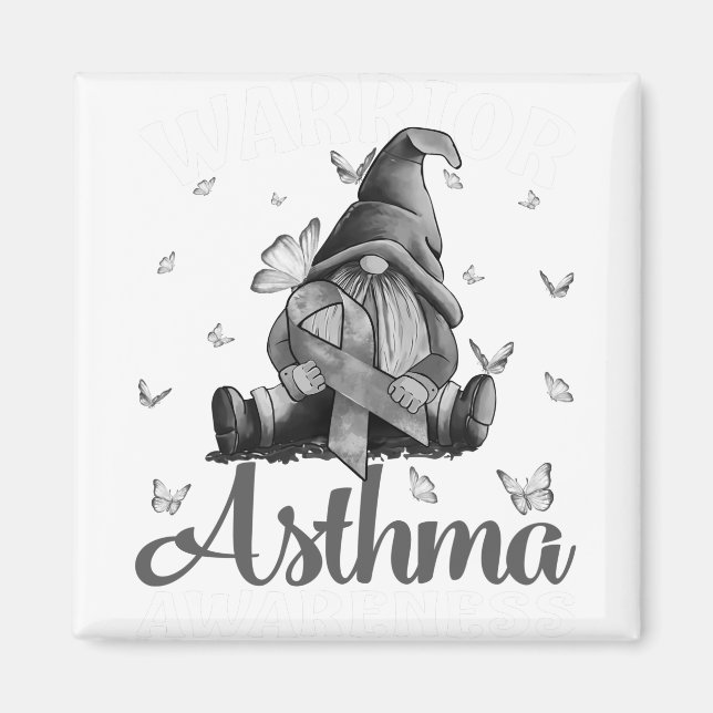 Graue Ribbon Asthma Awareness Warrior Butterfly Magnet (Vorne)