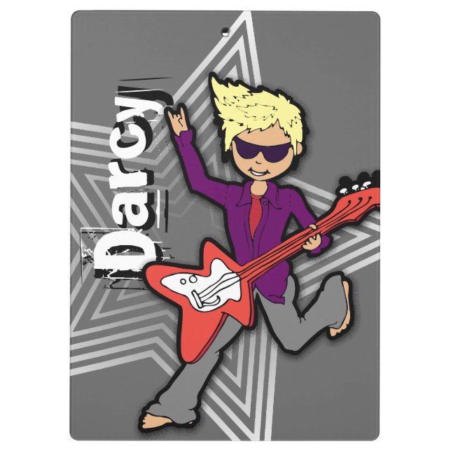 Graue Rockstar-Gitarre Blonde-Name-Zwischenablage Klemmbrett (Rückseite)