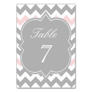 Graue rosa Zickzack Tischnummer-Karte Tischnummer