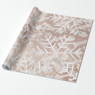 Graue Rose Glitzer Weihnachtsfeiertag Snowflake Jo Geschenkpapier