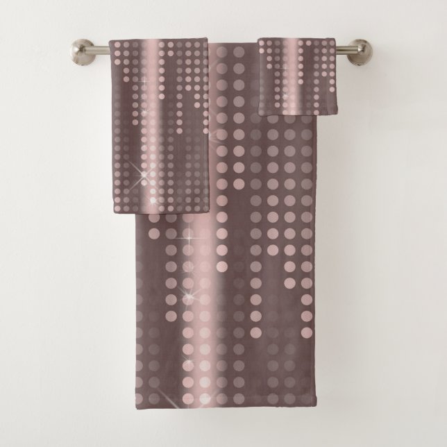Graue Rose Goldpolka-Punktmatrix Badhandtuch Set (Insitu)
