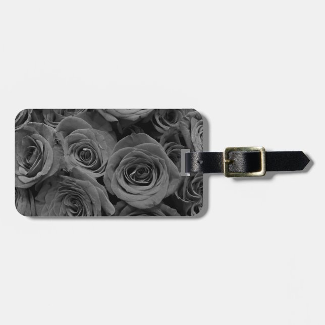 Graue Rose, graues Foto Gepäckanhänger (Vorderseite horizontal)