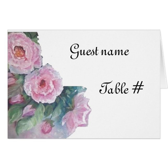 Graue Rose - Hochzeit Platzkarte (Vorderseite (Horizontal))