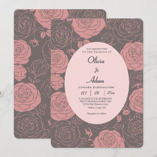 Graue Rose Hochzeitseinladung Einladung