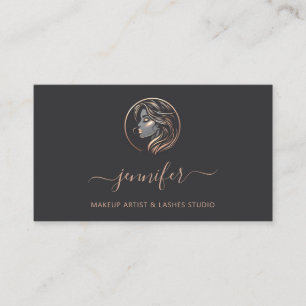 Graue Rose Makeup Artist Logo Lashes QR CODE Visitenkarte