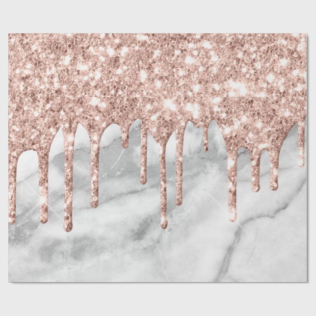 Graue Rose Pulverstaub Marmormor Tropfen Glitzer M Geschenkpapier (Flach)