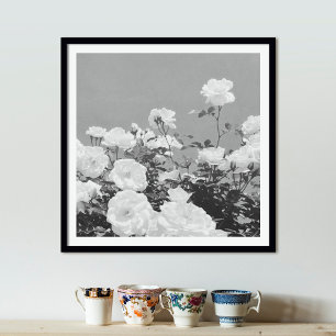 Graue Rosen Floral Garten Foto Kunst Druck Poster