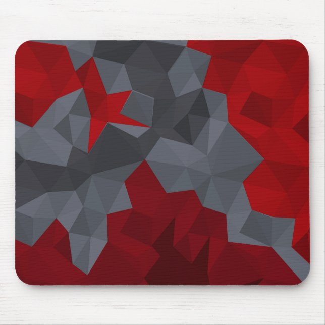 Graue, rot zufällig angeordnete Dreiecke. Mousepad (Vorne)